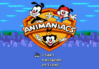 Animaniacs title screen for Sega Genesis
